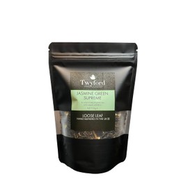 Jasmine Green Tea Loose Leaf – Premium Whole Leaf with Jasmine Blossoms – Naturally Sweet, Steamed Green Tea – 100g Pouch by Twyford Tea Company