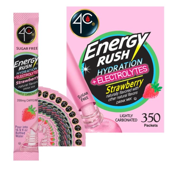 4C Powder Energy Rush Stix, Energy Rush - Strawberry Electrolyte