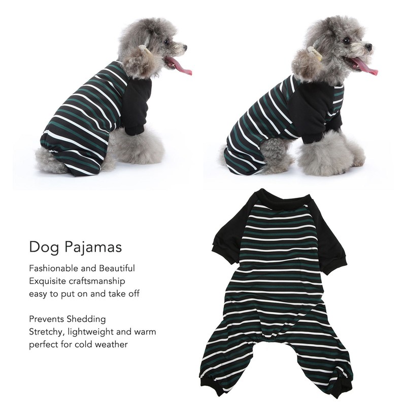 Striped Dog Pajamas Soft Stretchy Fashionable 4 Legged Puppy Pajamas