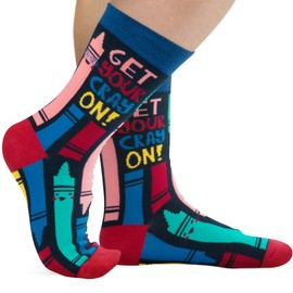 Lavley - Nerd Socks - Funny Gifts for Book Lovers, Music Lovers, Men and Women (US, Alpha, One Size, Regular, Regular, Cray On)