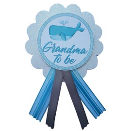Grandma to Be Pin Whale Baby Shower Under the Sea It's a Boy for Nona to wear, Blue & White Sprinkle