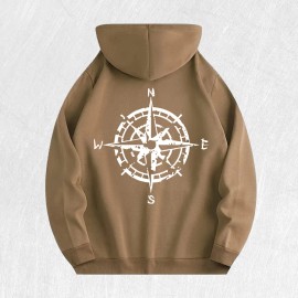 Compass Graphic Hoodie 100% Cotton US Warehouse 6 ColorsColor: Light gray, Size: L
