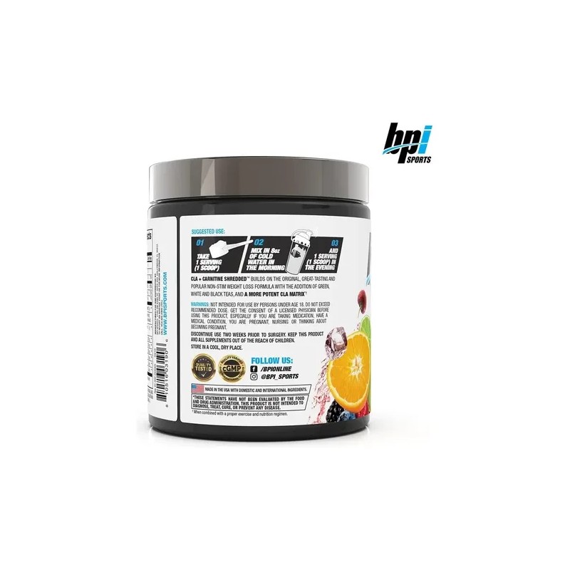 Cla Carnitina Bpi Shredded 50 Srvs Sabor Ponche De Frutas