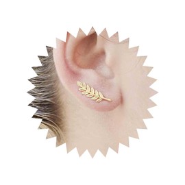 Yheakne Vintage Leaf Ear Climber Earrings Gold Leaf Crawler Earrings Leaves Ear Cuff Climber Earring Leaves Crawler Stud Earring Jewelry for Women