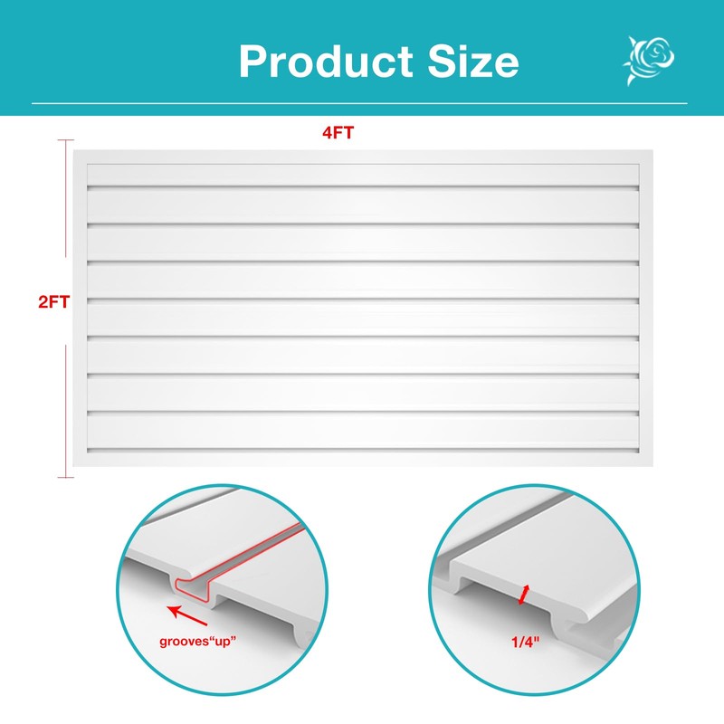 NeatiEase Slatwall Panel Wall Storage Systems, 2 x 4ft Slat