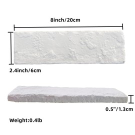 GEOONA 20 pcs White Faux Brick Veneers, 8''*2.4'' Thin Brick, Wall Tiles, 3D Wall Bricks for Indoor and Outdoor Wall Decoration, TV Background, (About Cover 3.5 sq.ft) (White-20pcs)