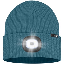ATNKE LED Beanie with The Light, Unisex USB Rechargeable 4 LED Running Headlamp Bright Caps Gifts for Men Dad and Women/#Olive Green
