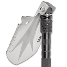 BUGOUT Multi-Function Folding Entrenchment Tool and Pouch - Shovel, Saw, Screw Drivers, Cord Cutter, Bottle Opener, Compass, Fire Striker