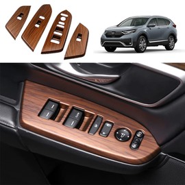 YOFAMO for Honda CRV 2017-2022 ABS Peach Wood Grain Inner Window Switch Panel Cover Trim for Honda CRV CR-V 2017 2018 2019 2020 2021 2022 LX EX Interior Accessories(Without Rear Seat Heating Buttons)