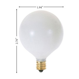 KOR (Pack of 10) G16.5 White Finsh Decorative (E12) Candelabra Base Globe Shape Incandescent 120V G16 1/2 Light Bulbs (15)