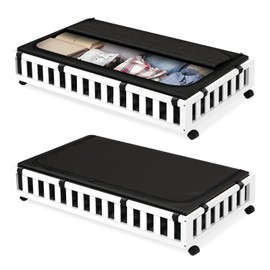 Gashell 2 Pack Bamboo Under Bed Storage with Wheels, 39”x20”x7.8” Lager Under Bed Storage Containers (White)