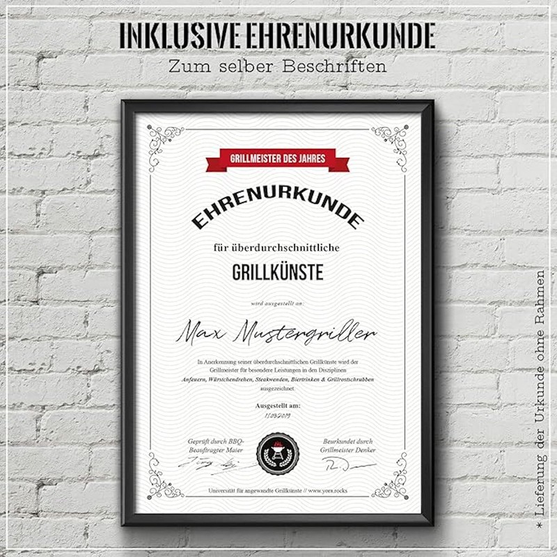 Yora Barbecue Apron for Men, ‘Hier grillt der Chef Persönlich’