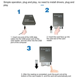 Focket PCMCIA Card Reader, USB 2.0 PCMCIA Memory Card Reader 68 Pin Fast Speed USB Card Reader PC Card, No Delay, Supports 20MB-20G for PC ATA Card PCMCIA