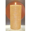 80 Hour-6 Inch Natural Beeswax Hybrid Pillar Glitter Candle, Gold Color