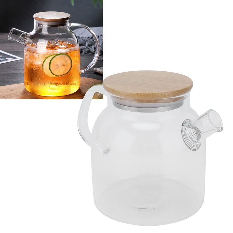Transparent Glass Tea Pot 600ml Large Capacity Heat Resistant Water