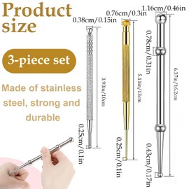 WJccsee WJccsee 3 Pieces Facial Reflexology Massage Tool Stainless Steel Manual Acupuncture Pen Retractable Acupuncture Pen, Stainless Steel Double Headed Spring Loaded Ear and Body Point Probe Pen