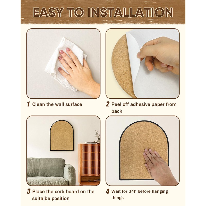 YINGXUN Self-Adhesive Arch Pin Cork Board Large 17.7" x 23.6"