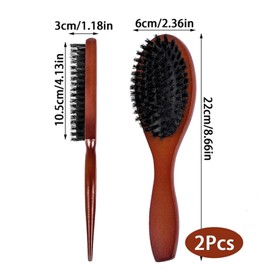 BDHI 2 Pcs Slick Back Brush Comb and Shear Tools Comfortable Grip Easy to Carry Slick Back Hair Brush Suitable for Trimming and Combing Long Thick Curly Thin Thick Hair Beard(Y310-2)