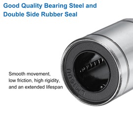QUARKZMAN LM16UU Linear Bearings 16 mm Bore 28 mm OD 36 mm Length Linear Ball Bearings Double-Sided Rubber Sealed Bearing Steel for CNC Machine 3D Printer Food Packaging Machine Pack of 2