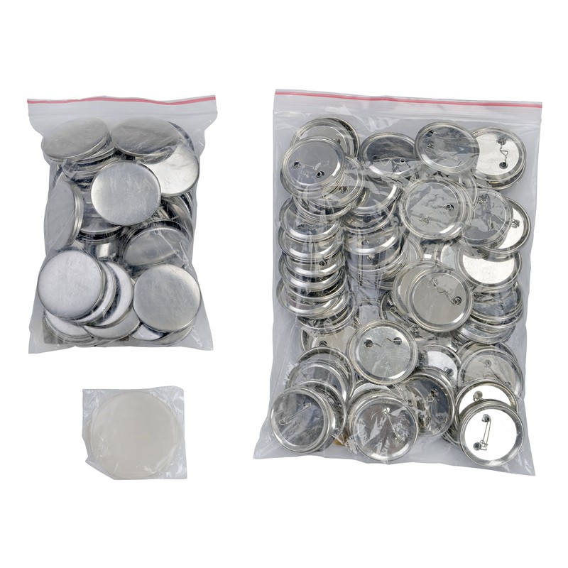 Buttonrohlinge 50mm (100 Stück) für Badgematic Buttonmaschine mit Sicherheitsnadel
