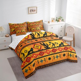 Erosebridal Western Comforter Set 7 Piece Bed in a Bag Twin,Exotic Geometric Aztec Bedding Sets Native American Indian Style Sheet Set with Comforter