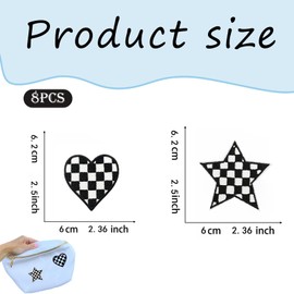 8Pcs Heart Iron on Patches,Iron on Patches for Clothing, Sew on Patches Checkered Heart Patches,Embroidered Applique Patches for Backpacks for T-Shirts Jackets for T-Shirts Jackets,Decorative Applique