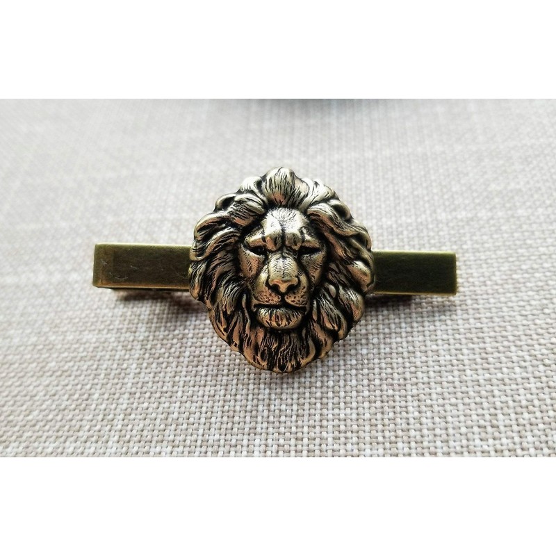 Handmade Oxidized Brass Lion Tie Clip
