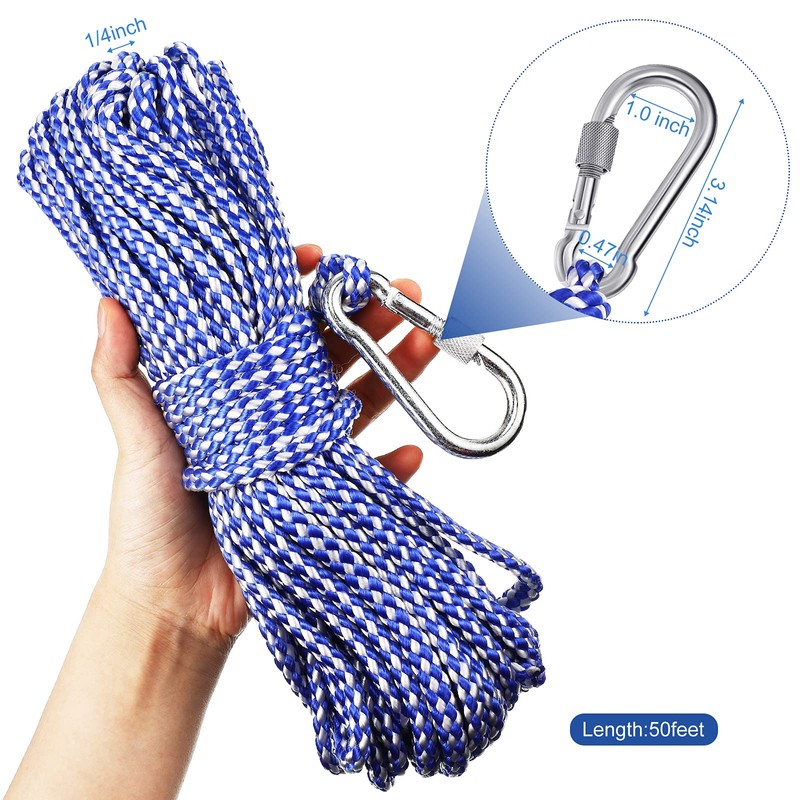 Hollow Braided Polypropylene Line Rope Heaving Line with Spring Hook