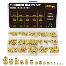 Philtool Pack of 335 Threaded Insert M2 M2.5 M3 M4 M5 M6 Brass Insert Nut Threaded Bushing Female Thread Knurled Nuts with Sorting Box for Plastic Parts by Melting into 3D Printing Parts