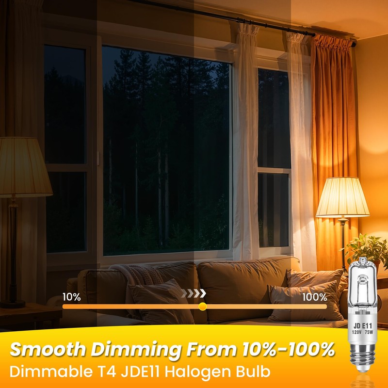 Blakapoo JDE11 120V 100W Halogen Light Bulbs, T4 Mini Candelabra