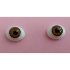 DOLL EYES - GLASS FLAT OVAL - 14MM - HAZEL
