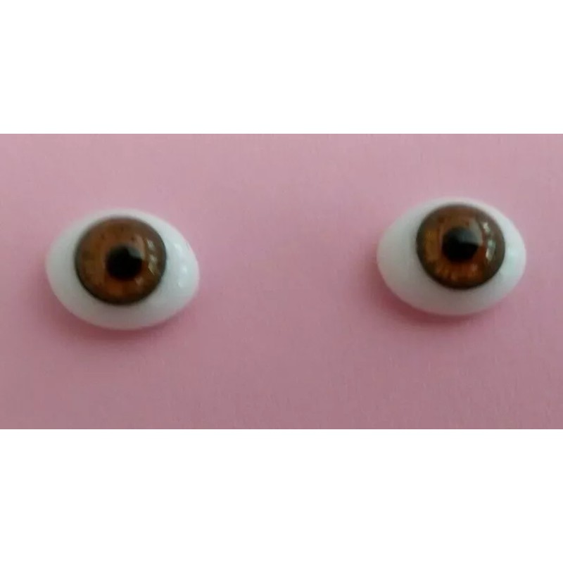 DOLL EYES - GLASS FLAT OVAL - 14MM - HAZEL