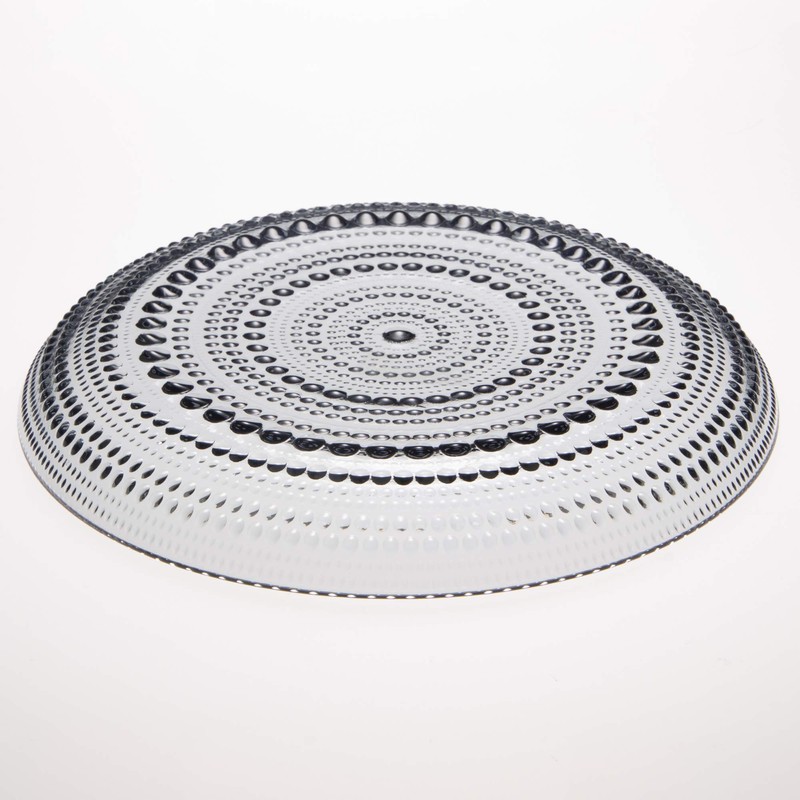 Iittala Kastehelmi Plates and Bowls, Glass, Grey, 17 x 17