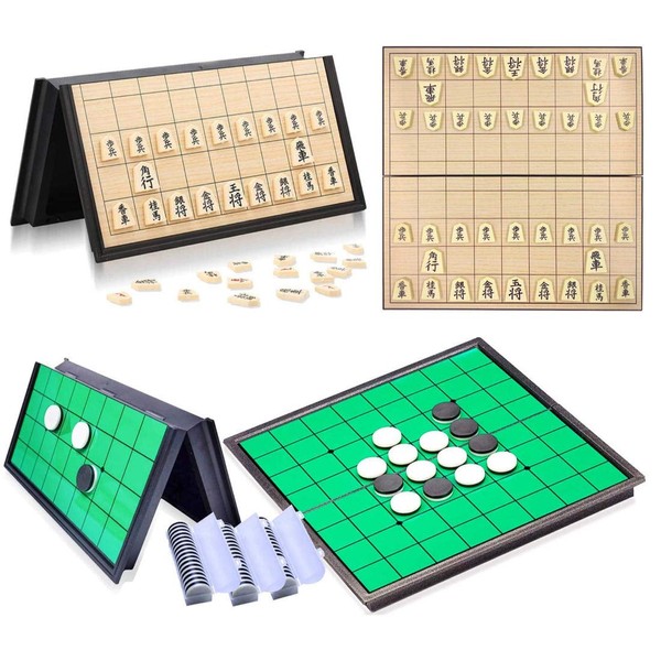 Shogi Reversi Board Game Set, Magnetic Game, Foldable, Storage, Board