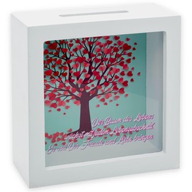 Money Box Money Box 3D-Picture Frame with Clear Front Windscreen Gift Piggy Bank Packaging for Money Gift (Tree of Life - White, Rectangular)