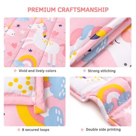 Mr. Sandman Weighted Blanket 7 lbs Twin/Full-Size Bed, Best for 50-90lb Cozy Cotton Blanket with Glass Beads - 41" x 60" Rainbow Unicorn