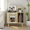 Kiasthome Record Player Stand, Vinyl Record Storage Cabinet Up to