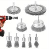 9 Piece Drill Wire Brush Set, 6mm Round Shank, Steel