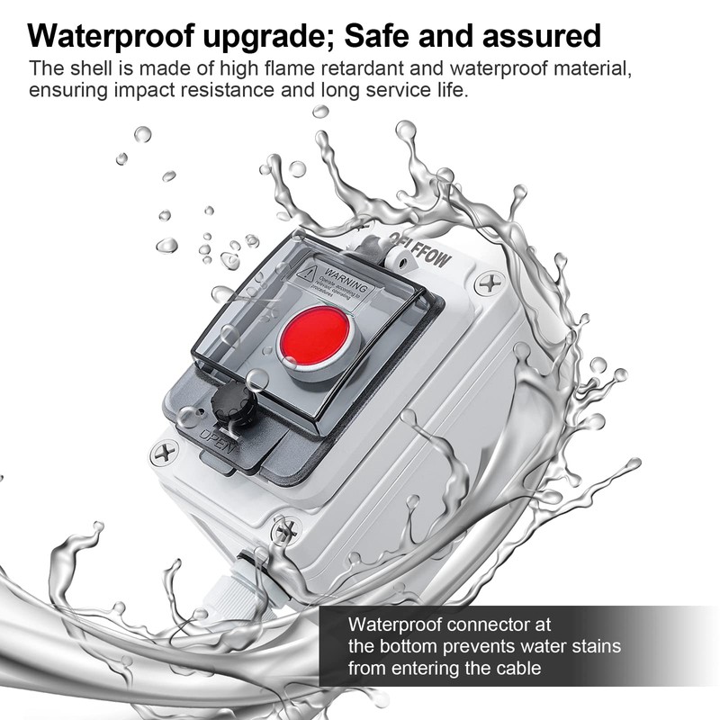 OELFFOW IP67 Button Switch Outdoor Waterproof Box Red Emergency Button