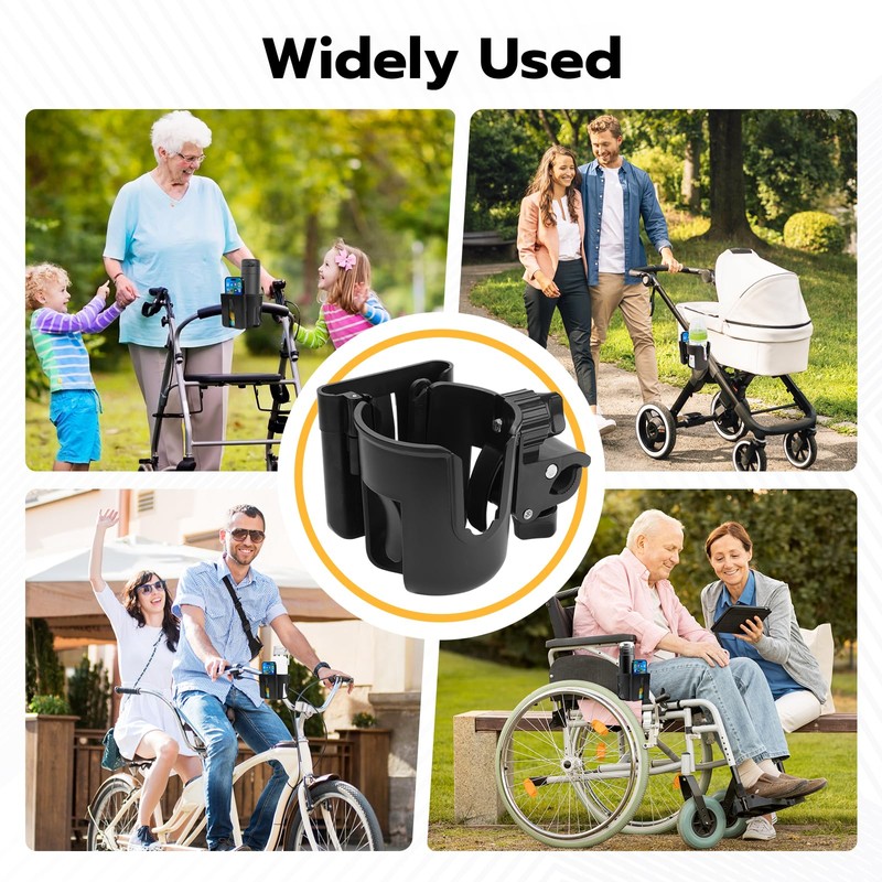 2pc Stroller Cup Holder with Phone Holder, Removable 2-in-1 Drink