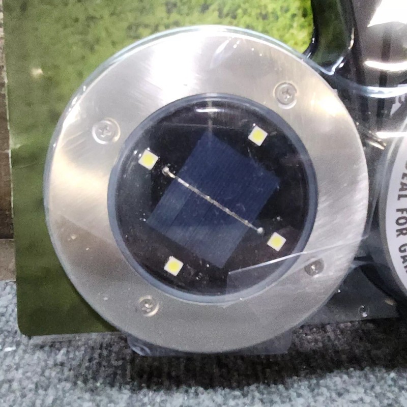 LUMINAR Solar LED IN-Ground DISK Lights 4 Pk Low Profile