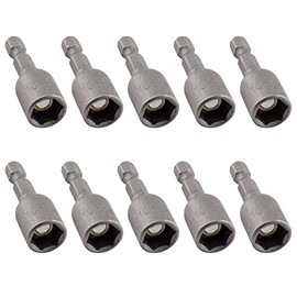 LDEXIN 10 Pcs Quick-Change Power Nut Driver Set 3/8" Hex Shank Magnetic Power Nut Setter Driver Bits