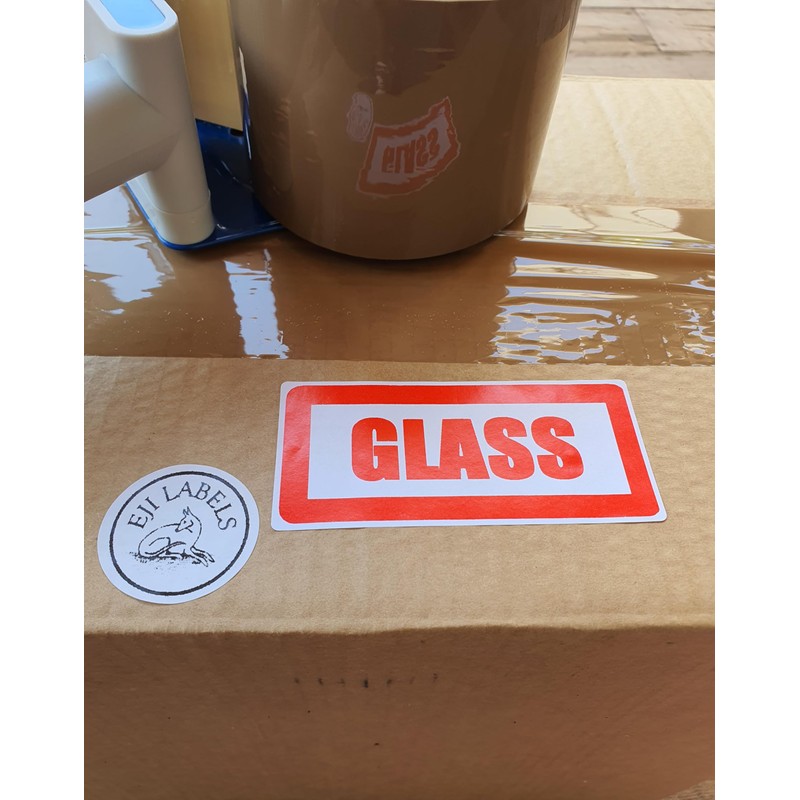Large Caution "Glass" Stickers. 64 Large Caution "Glass" Labels. 4