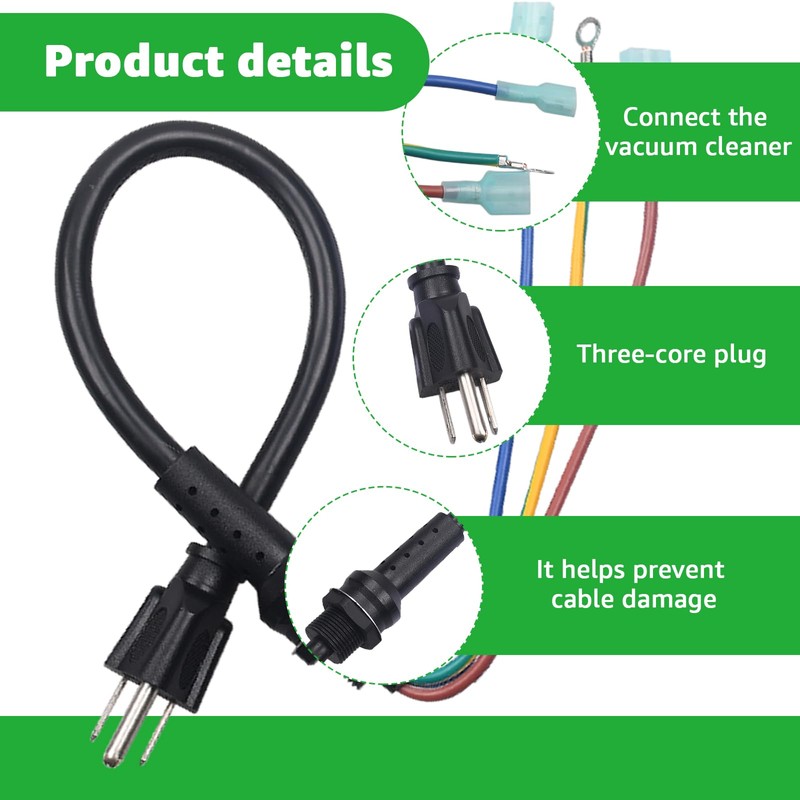 Lusperi 100641 Power Cord Compatible with ProTeam Backpack Vacuum,Replacement for