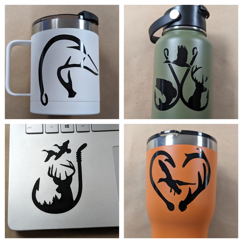 Land Air Sea Hunting Decal 4 Pack: Hook Antler Duck,