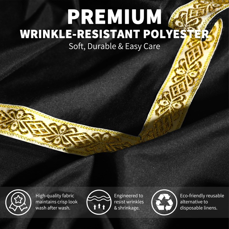 Teruntrue 2 Pack Black Tablecloths 153x260cm Polyester Rectangle Table Cloth