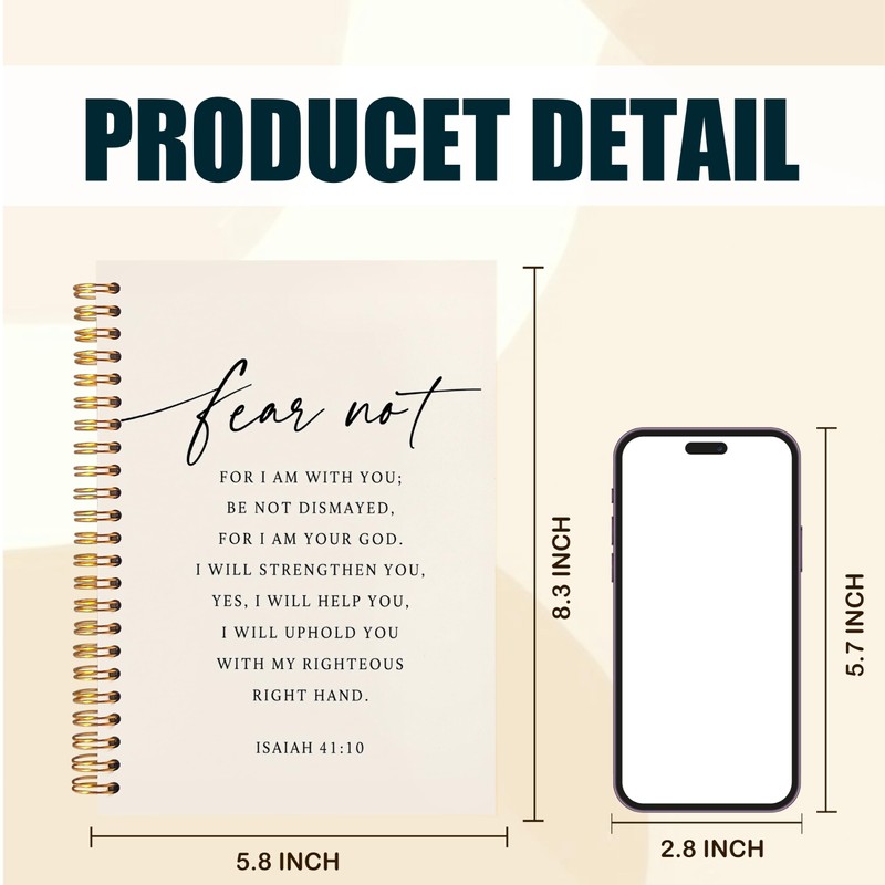 CIOJUNE Isaiah 41:10 Christian Scripture Notebook for Women Men 5.5x8.3