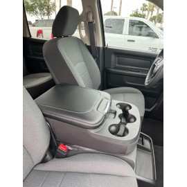 Car Console Covers Plus Made in USA Designed for Ram Classic and All Bucket Seat Models 2014-2026 Fleece Auto Armrest Center Console Cover Brown