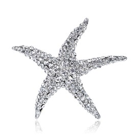 FAIRYGATE Rhinestone Brooch Women Crystal Beach Starfish Brooches Bouquet Clothes Wedding Bridal Jewelry Scarf Pins Silver Novelty Gift for Men Women Lady Girl B2647