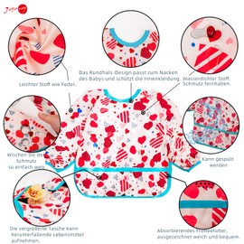 Joyo roy Bib Baby Bib with Sleeves Drool Bib Baby Bib with Crumb Tray Baby Bib with Sleeves Bib Washable for Girls Painting Coat Children, girl-1